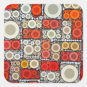 Cooles, modernes Orangenrot - Mosaikfliesen Quadratischer Aufkleber