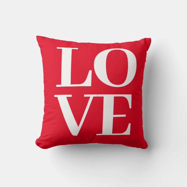 Cooles, modernes Rotes Weiß Liebe Kissen (Vorderseite)