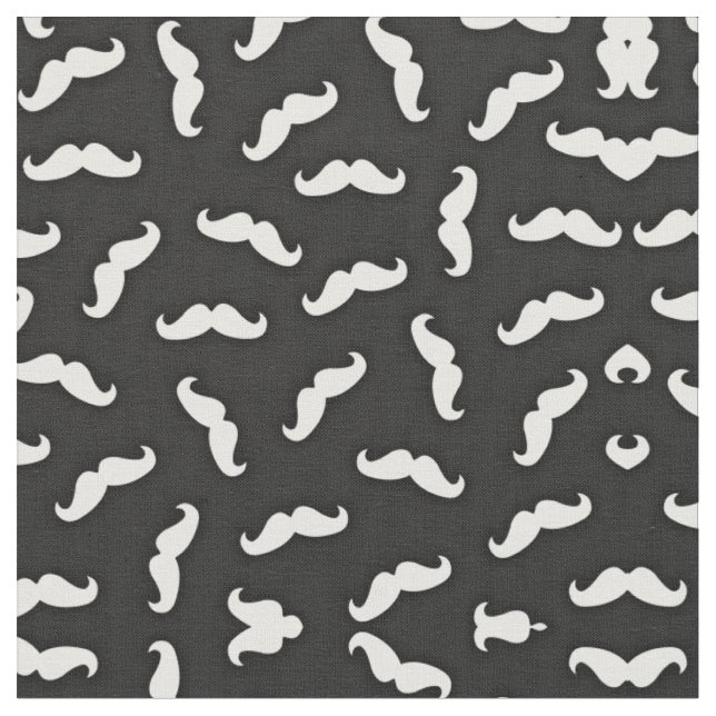Cooles modernes Schwarz-weißes Mustache-Muster Stoff (Nahaufnahme)