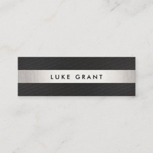 Cooles, modernes Schwarzes Silber Streifen Berufli Mini Visitenkarte