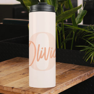 Cooles Monochrome Blush Pink Trendy Script Monogra Thermosbecher