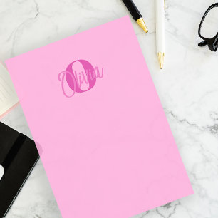 Cooles Monochrome Pink Trendy Script Monogram Post-it Klebezettel