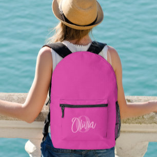 Cooles Monochrome Preppy Pink Modernes Script Mono Bedruckter Rucksack