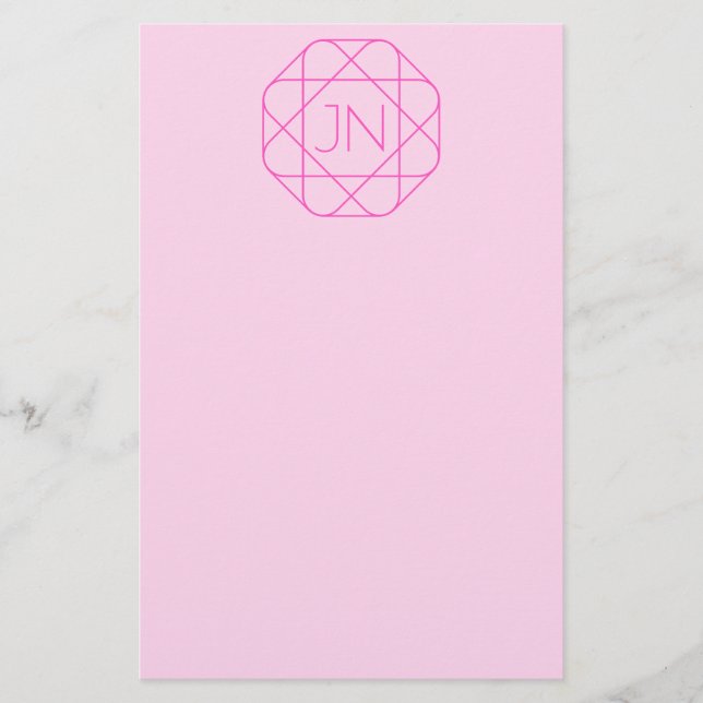Cooles Monogramm, Angesagter Logo-Stil | Rosa und  Briefpapier (Vorderseite)