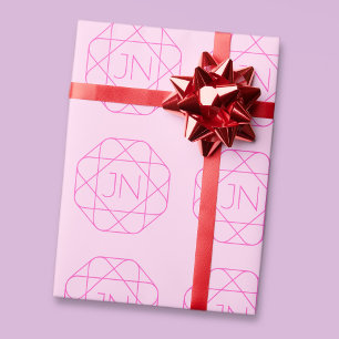 Cooles Monogramm, Angesagter Logo-Stil   Rosa und  Geschenkpapier