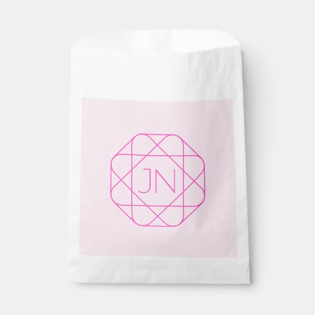 Cooles Monogramm, Angesagter Logo-Stil | Rosa und  Geschenktütchen (Vorderseite)