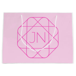 Cooles Monogramm, Angesagter Logo-Stil   Rosa und  Große Geschenktüte