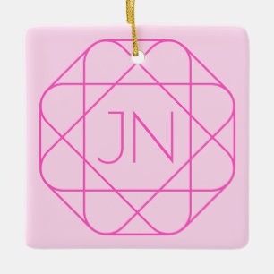 Cooles Monogramm, Angesagter Logo-Stil   Rosa und  Keramikornament