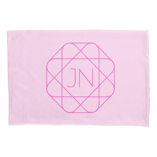 Cooles Monogramm, Angesagter Logo-Stil | Rosa und  Kissenbezug (Vorderseite)