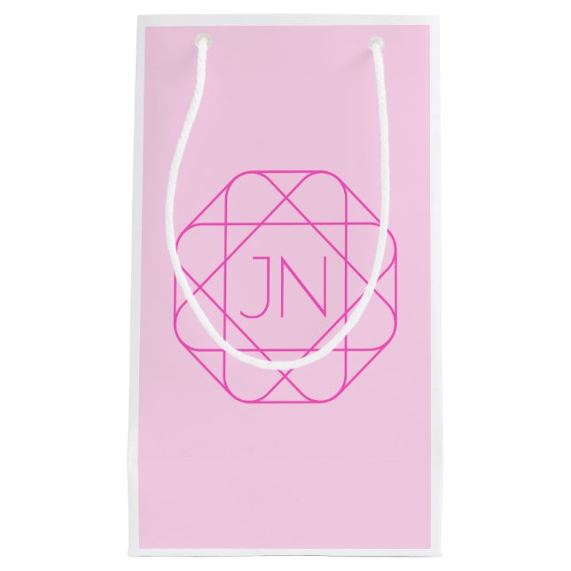 Cooles Monogramm, Angesagter Logo-Stil | Rosa und  Kleine Geschenktüte (Vorderseite)