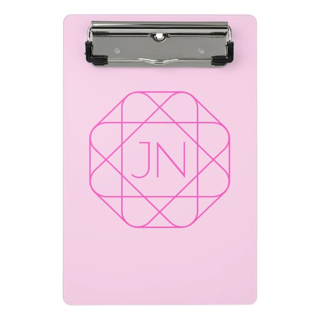 Cooles Monogramm, Angesagter Logo-Stil | Rosa und  Mini Klemmbrett (Vorderseite)
