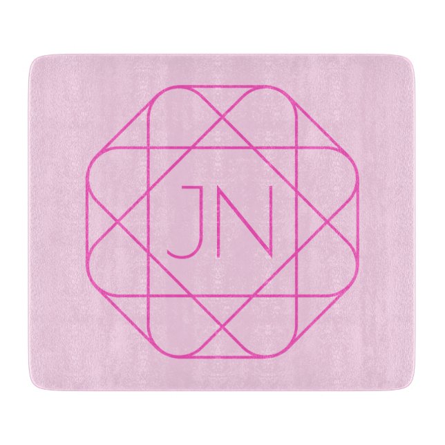 Cooles Monogramm, Angesagter Logo-Stil | Rosa und  Schneidebrett (Vorderseite)