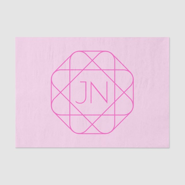 Cooles Monogramm, Angesagter Logo-Stil | Rosa und  Seidenpapier (Vorderseite)