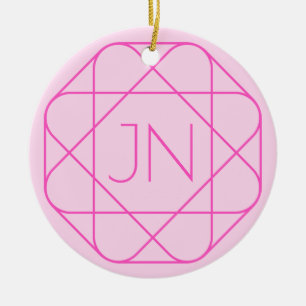 Cooles Monogramm, hipper Logo-Stil Pink & Magent Keramik Ornament