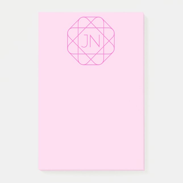 Cooles Monogramm, hipper Logo-Stil | Rosa & Magent Post-it Klebezettel (Vorderseite)