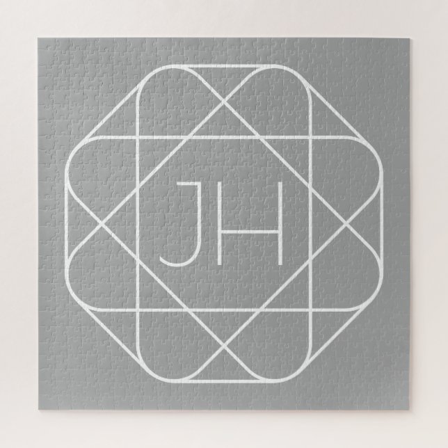Cooles Monogramm, hipper Logo-Stil-Vibe | Grau & W (Vertikal)