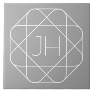 Cooles Monogramm, hipper Logo-Stil-Vibe   Grau & W Fliese