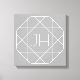 Cooles Monogramm, hipper Logo-Stil-Vibe Grau & W Leinwanddruck