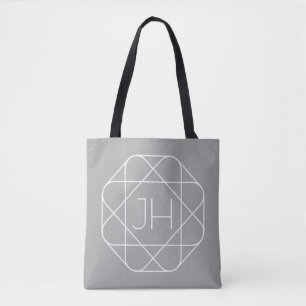 Cooles Monogramm, hipper Logo-Stil-Vibe Grau & W Tasche