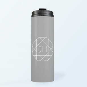 Cooles Monogramm, hipper Logo-Stil-Vibe Grau & W Thermosbecher