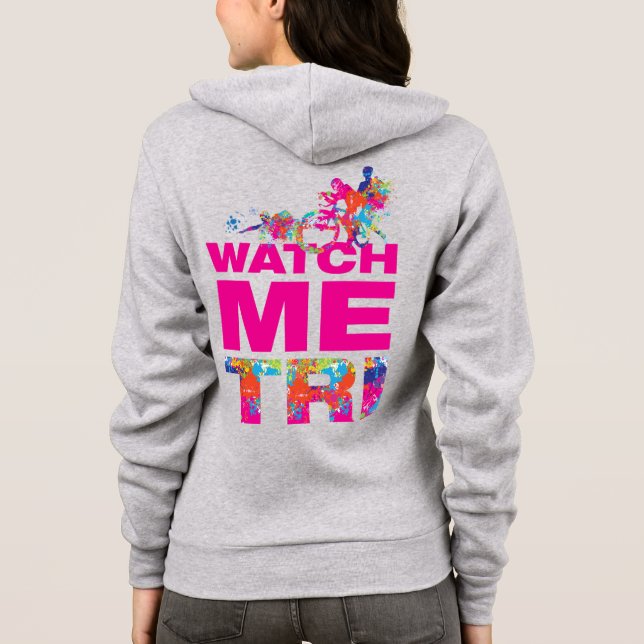 Cooles Motivierend Zitat und bunte Triathleten Hoodie (Rückseite)