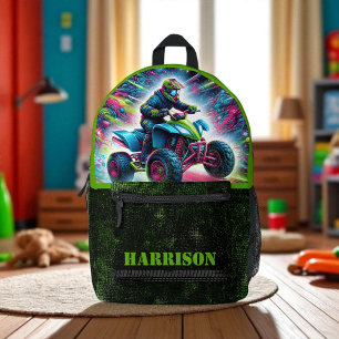 Cooles Motorrad Quad Bike Grüne Grunge Bedruckter Rucksack