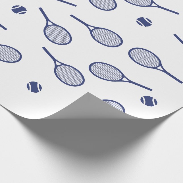 Cooles Navy-Retro-Tennis-Racquets-Muster Geschenkpapier (Ecke)