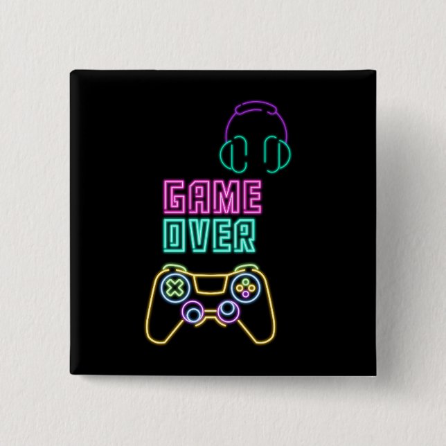 Cooles Neon-Videospiel. Button (Vorderseite)