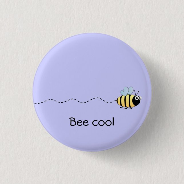 Cooles niedliches Bienen-Cartoonwortspiel lila Button (Vorderseite)