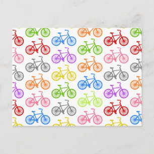 Cooles niedliches Fahrradmuster farbenfroh nahtlos Postkarte