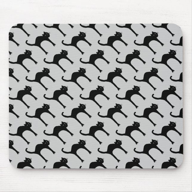 cooles niedliches Schwarzkatzenmuster Mousepad (Vorne)