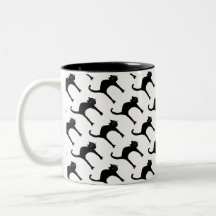cooles niedliches Schwarzkatzenmuster Zweifarbige Tasse