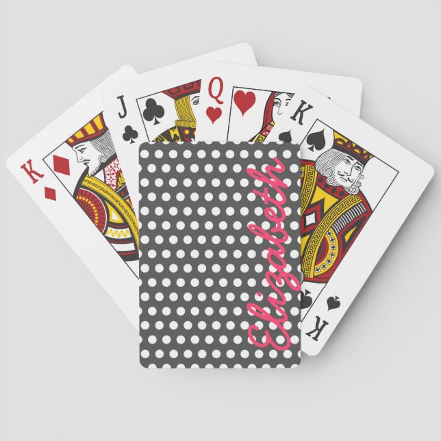 Cooles niedliches trendiges, gürtelweiße Polka-Dot Spielkarten (Rückseite)