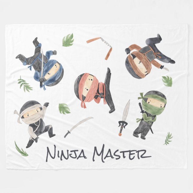 Cooles Ninja Kids individualisierbares Gender Neut Fleecedecke (Vorderseite (Horizontal))