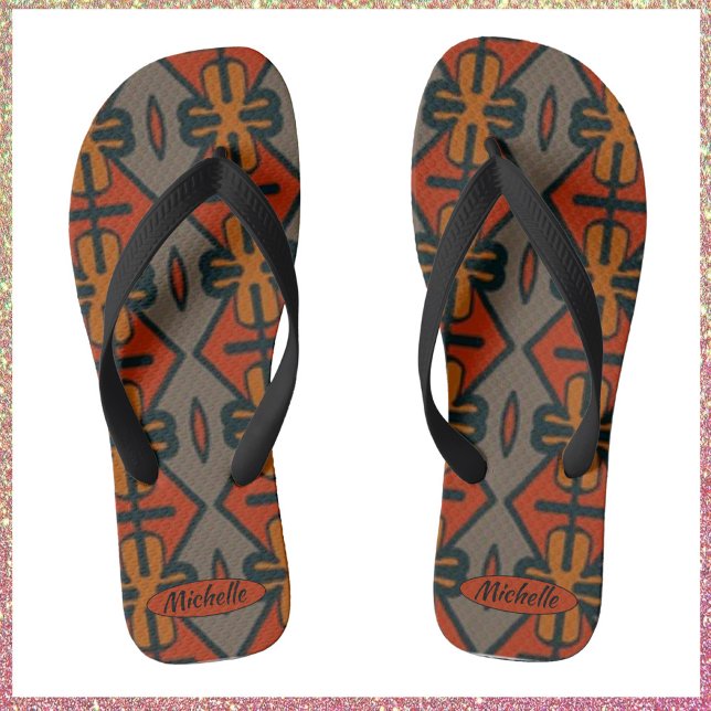 Cooles Orange- und Golddesign Flip Flops (Von Creator hochgeladen)