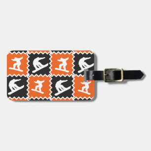 Cooles orange und schwarzes Snowboarding-Muster Gepäckanhänger