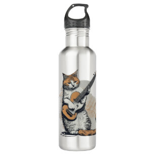 Cooles Orangenkatzenjamming auf der Gitarre Edelstahlflasche