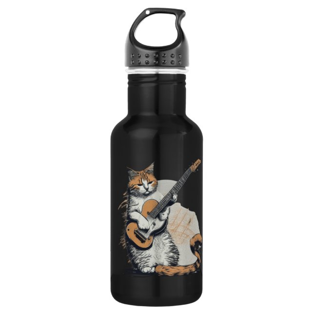 Cooles Orangenkatzenjamming auf der Gitarre Edelstahlflasche (Vorderseite)