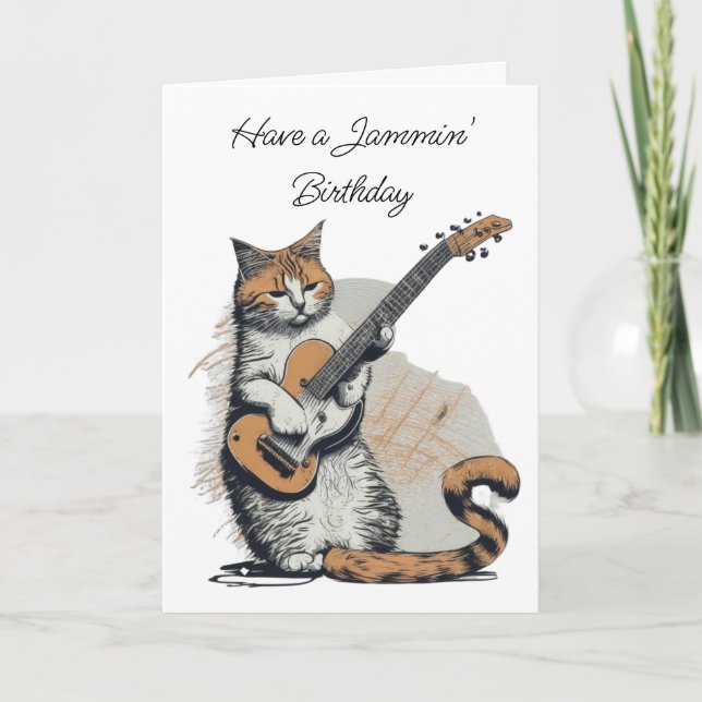 Cooles Orangenkatzenjamming auf der Gitarre Karte (Vorderseite)