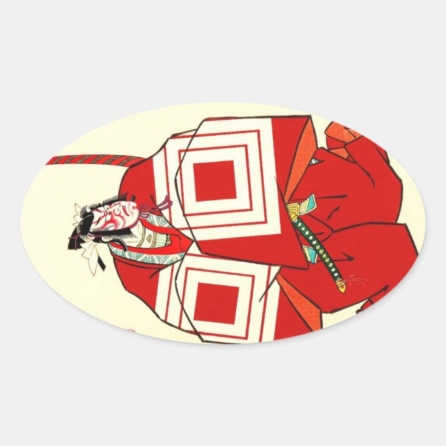 Cooles Oriental Shibaraku SAmurai-Tattoo Ovaler Aufkleber (Vorderseite)