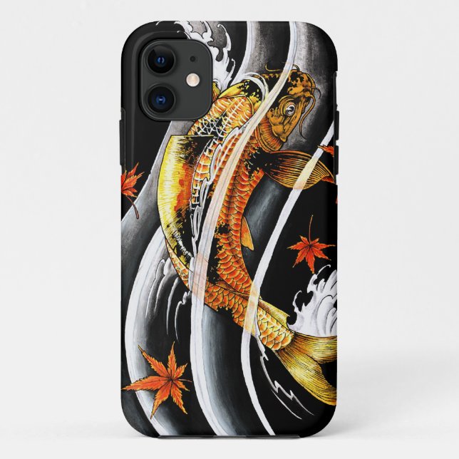 Cooles orientalisches japanisches Goldglückliche Case-Mate iPhone Hülle (Rückseite)