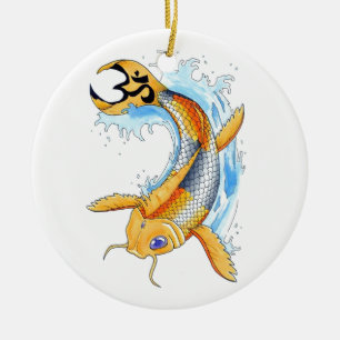 Cooles orientalisches japanisches Goldglückliche Keramikornament