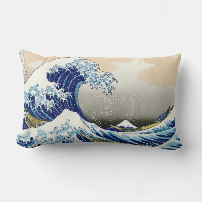 Cooles orientalisches japanisches Hokusai Fuji Lan Lendenkissen (Vorderseite)