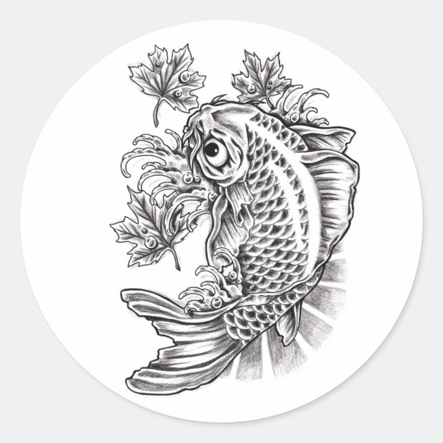 Cooles orientalisches japanisches Koi-Fisch-Karpfe Runder Aufkleber (Vorderseite)