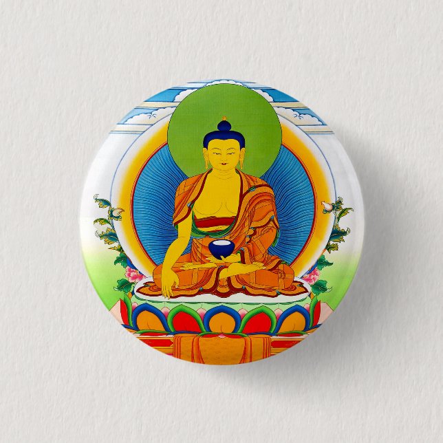 Cooles orientalisches Thangka-Tattoo Aksobhya Button (Vorderseite)