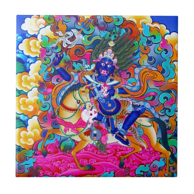 Cooles orientalisches Thangka-Tattoo Palden Lhamo Fliese (Vorderseite)