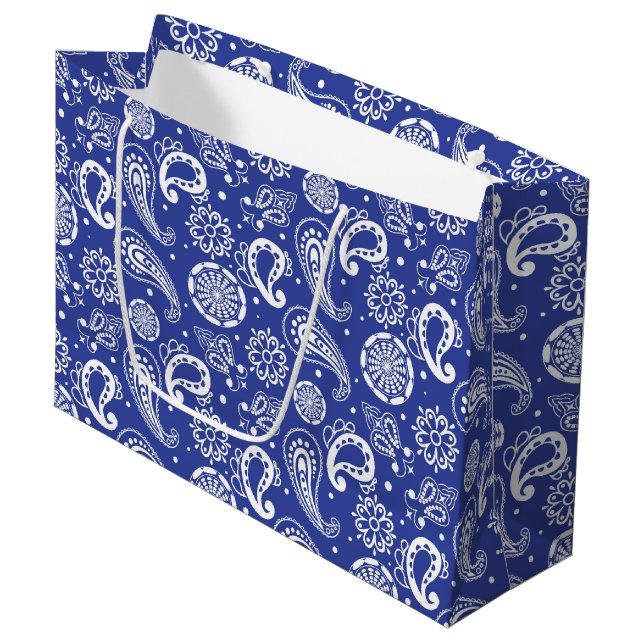 cooles Paisley-Fliesenmuster Große Geschenktüte (Vorderseite Schrägansicht)