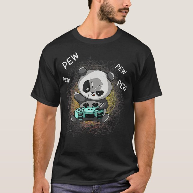 Cooles Panda Game Funny Bear Gaming T-Shirt (Vorderseite)