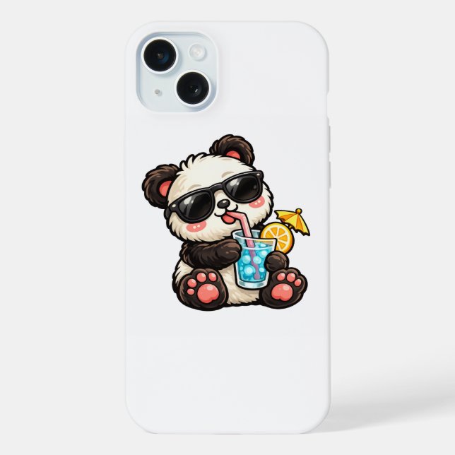 Cooles Panda-Getränk iPhone 15 Plus Hülle (Rückseite)