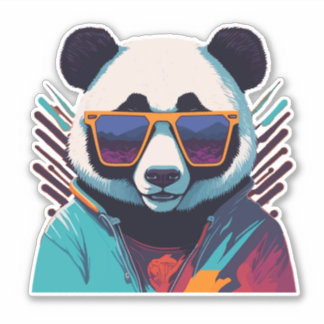 Cooles Panda mit Retro Vibes Aufkleber